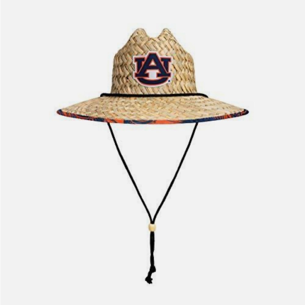 Auburn University Men's Tan Straw Hat with Chin Strap